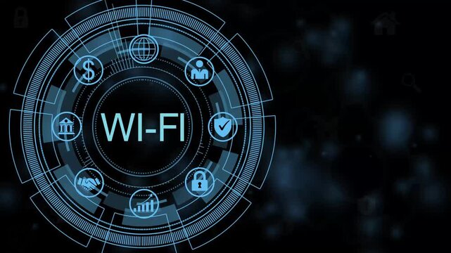 WI-FI digital network dashboard with futuristic technology infrastructure and scalable computing platform animation. 4K animation video..
