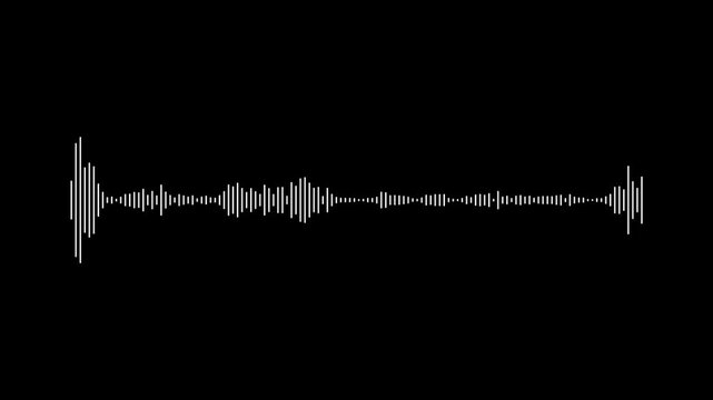 White audio visualization effect. White audio waveform spectrum animation, alpha channel, Sound line audio wave visualization voice record animation