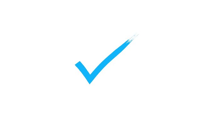 Blue check mark icon animations Isolated background. Blue check mark, tick, yes, or OK symbol on white screen. approved, select tick, success. Transpare ongreen screen web design animation element