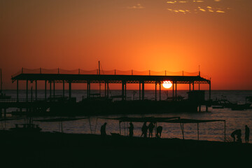 Fototapeta premium Sunset over Los Organos beach in Peru