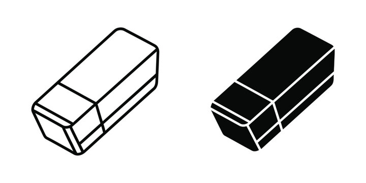 Rectangular rubber eraser set featuring minimalist outline and solid black styles for office supplies