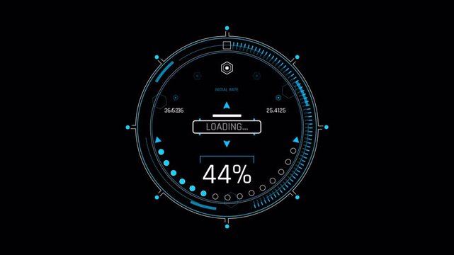 Futuristic Circular Digital Loading Bar Interface Progress Animation.