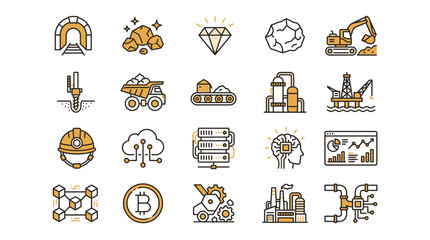 Naklejka premium Icons of mining and industry.