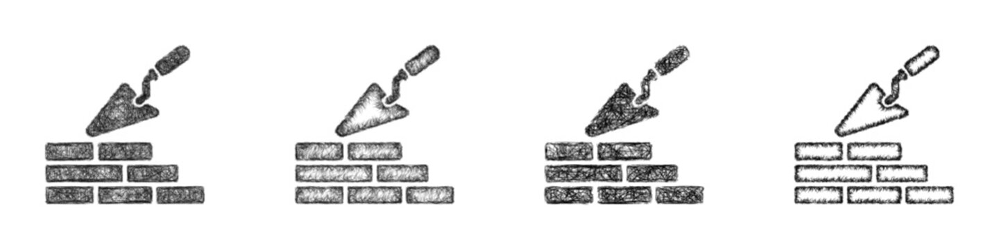 Monochrome sketch construction logo design set