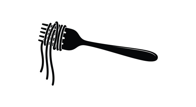 Fork with spaghetti silhouette noodles food eating