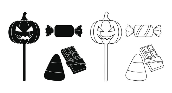 Halloween treats silhouette pumpkin candy chocolate corn