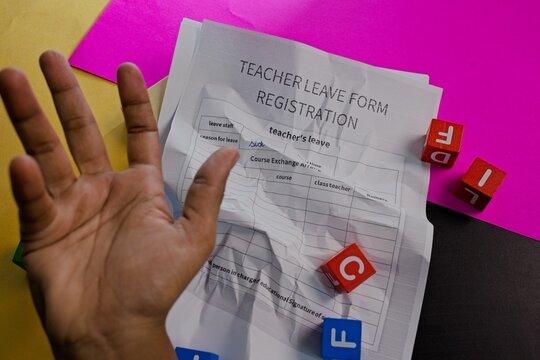 Teacher leave form registration on a colorful background