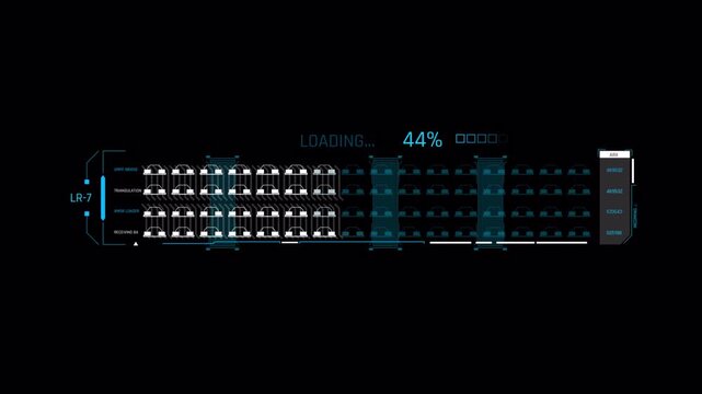 Futuristic Digital Loading Interface Animation with HUD Elements.