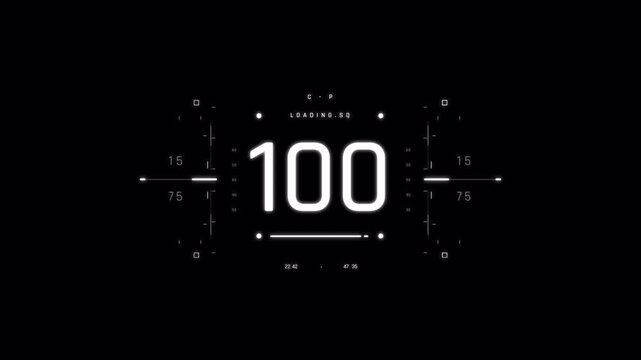 Futuristic digital loading screen with numeric counter animation.