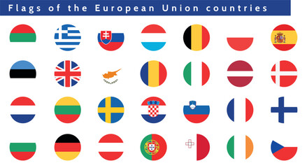 A set of round icons with flags of all EU countries © Anminsi