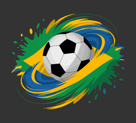 Naklejka premium Energetic Football Emblem Artwork With Color Splash Motion Effect For Sports Team Identity