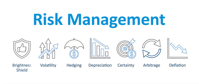 Risk management concept icons set with financial terms