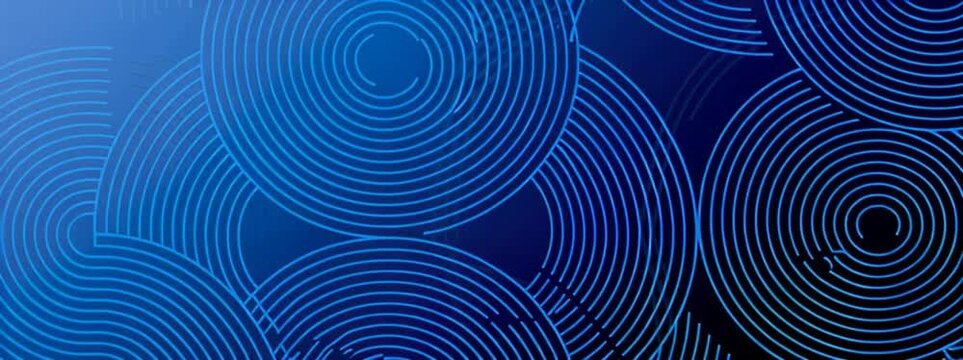 a gradient of deep blue hues, transitioning from lighter blue on the left to darker blue on the right overlaid on this background are multiple thin, bright blue lines forming a pattern Generative AI