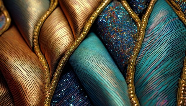 stitched fabric patterns with glitter textured