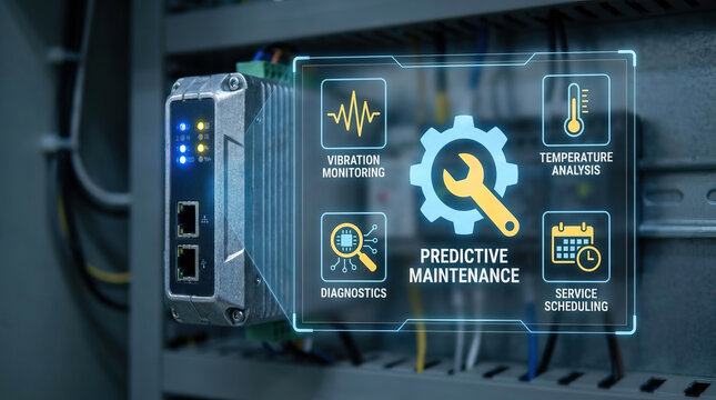 Predictive maintenance system with iot gateway and controller for manufacturing process monitoring and diagnostics ensuring efficient temperature analysis and service scheduling