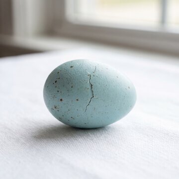Cracking pastel blue robin egg shell hatching spring