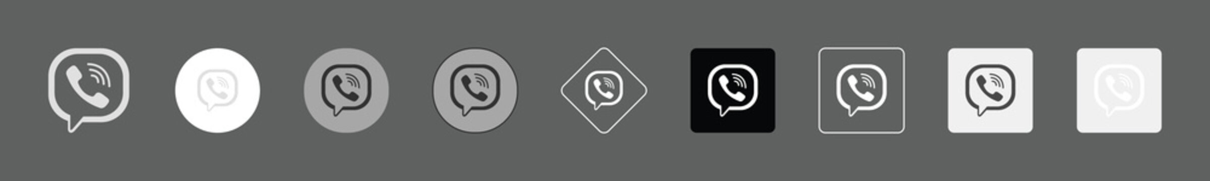 Set of viber icons in different styles, communication symbols for mobile apps and web design interfaces