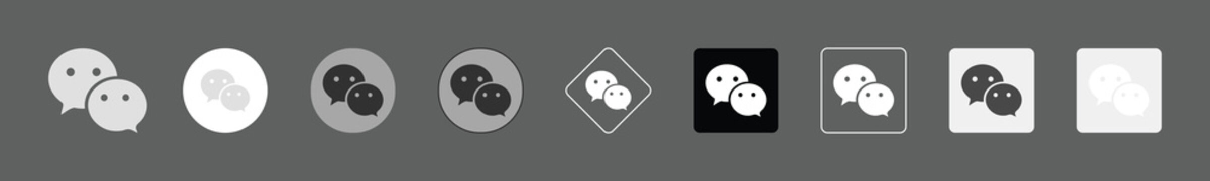 Set of wechat social media icons in various styles, including flat, outlined, and rounded designs