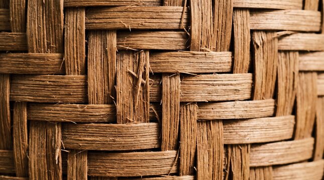 Tightly woven wicker picnic basket rattan wood texture