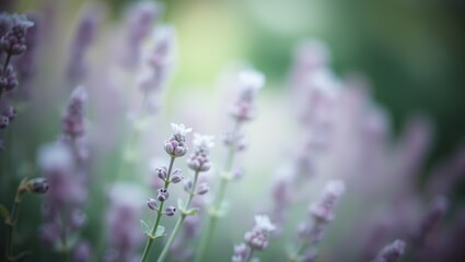 Obraz premium Sage and Lavender Stems Blooming in Morning Garden
