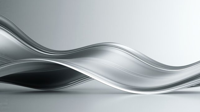 Abstract metallic wave lines on grey background