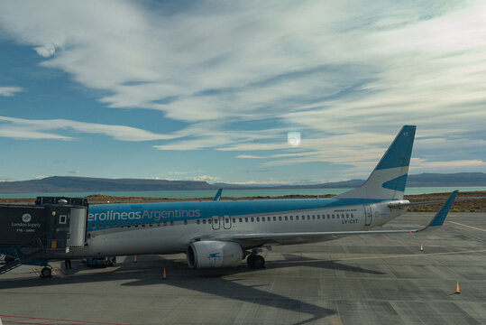Aerolineas Argentinas airplane on airport runway