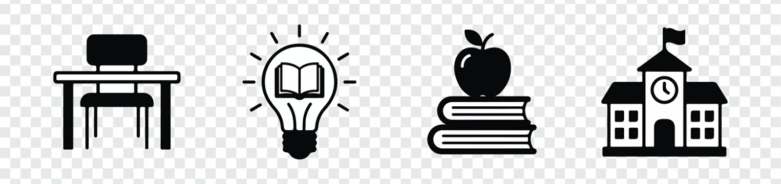 Set of education, school, and learning icons