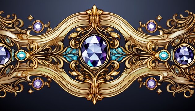 engraved golden borders with gemstone inserts
