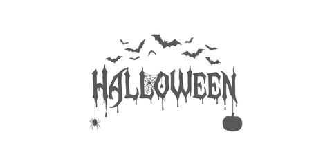 Halloween horror typography with dripping letters and flying bats, halloween © NACIMA 