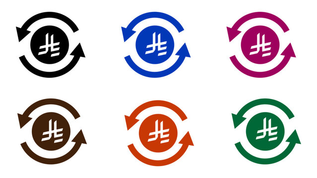 Saudi Riyal Currency Exchange Icon Set &ndash; Colorful Rotating Arrow Circle Collection