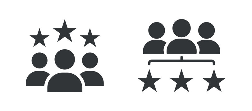 People And Stars Icon Flat Silhouette On Transparent Backdrop
