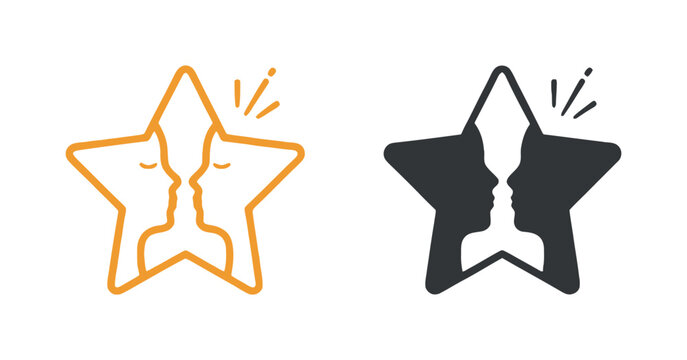 Star shaped face profiles line art and silhouette versions