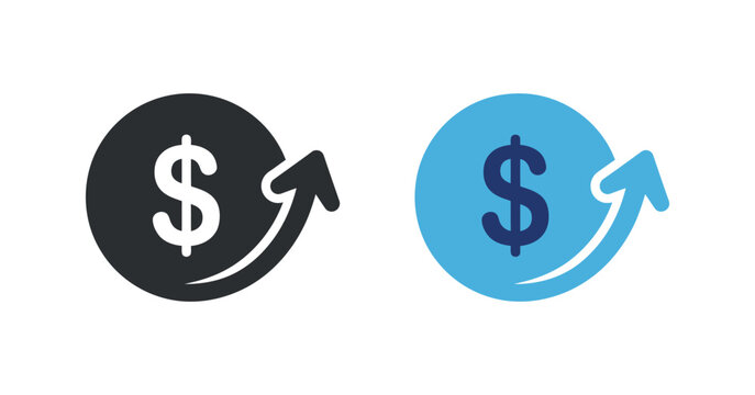 Dollar Sign With Upward Arrow Icon Two Color Flat Style