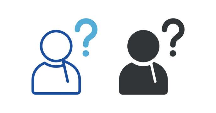 Person With Question Mark Icon Two Tone And Silhouette Styles