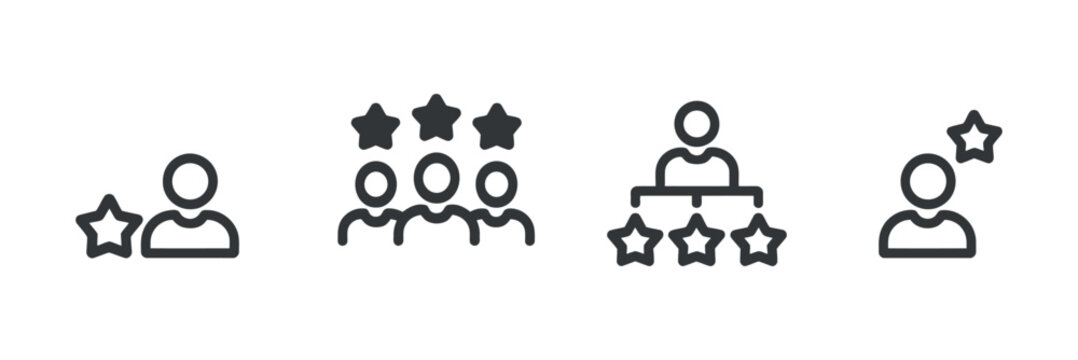 User star icons flat pictogram set on transparent surface
