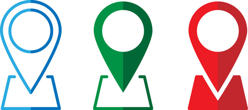 Set of map pointer icons with location pin and map base