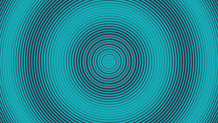 Naklejka premium Vibrant teal background featuring dark circular ripple patterns created with a precise digital vector line art