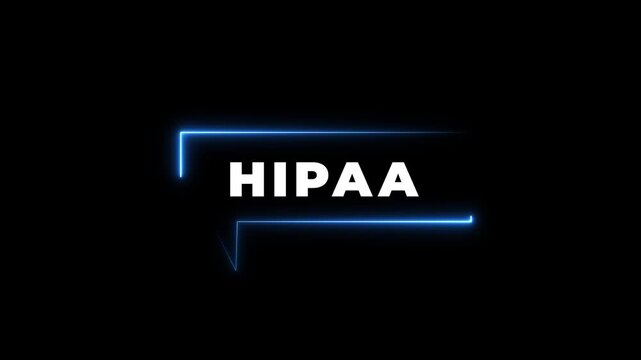 HIPAA compliance concept on office desk with neon sms icon, premium visual for healthcare marketing, highlighting patient data privacy, security controls, and audit readiness.4k motion graphics video