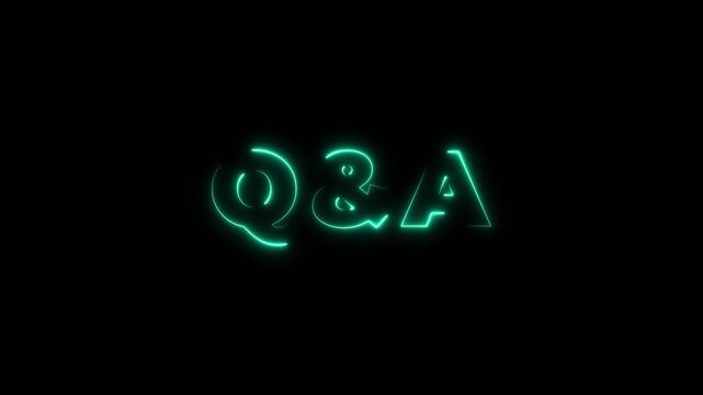 The concept neon word q and a, questions and answers on blue background.4k motion graphics video animation