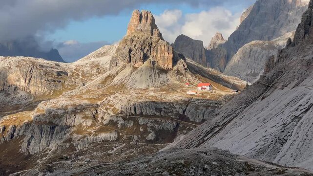 Stunning landscape of the Dolomites mountains in Italy. Cristallo mountain.