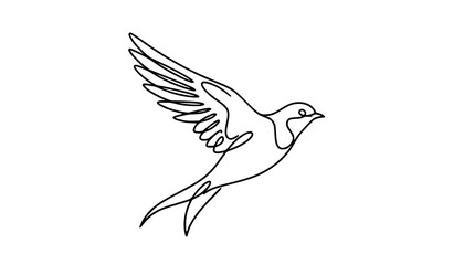 Fototapeta premium Continuous Line Bird in Flight Minimalist One Line Vector Illustration