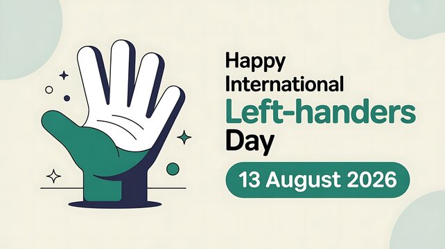 International left handers day greeting with hand illustration