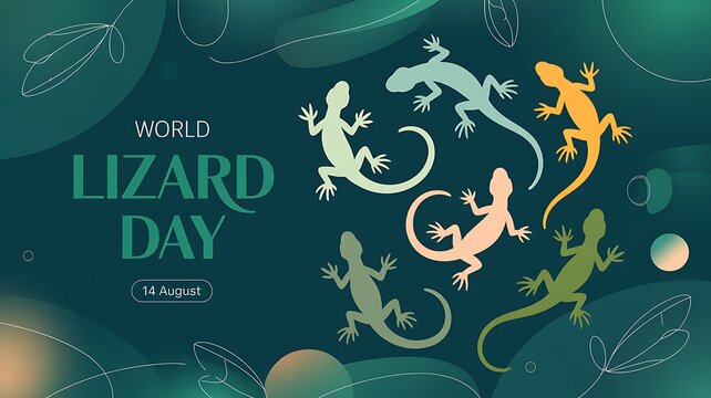 World lizard day design with colorful gecko silhouettes