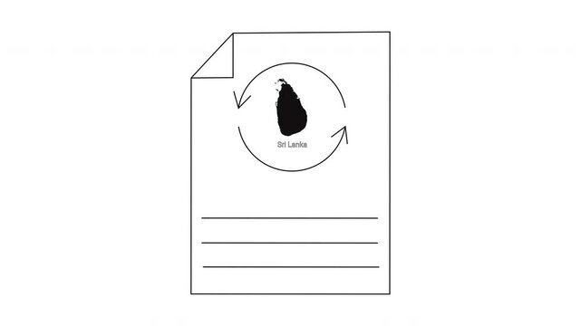 Document with Sri Lanka map and circular arrows icon.