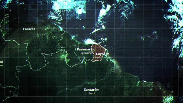  FRENCH GUYANA Rotating Map Satelite Map Style