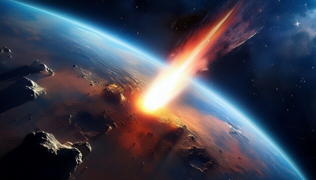 a meteor comet asteroid that has impact the earth planet
