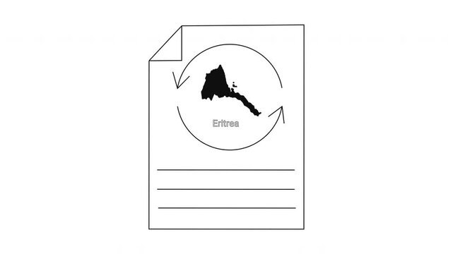Eritrea Map Icon with Circular Arrows and Text Lines.