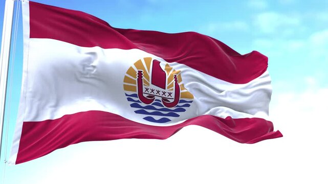 French Polynesia Horizontal Flag in the Sky Speed Waving