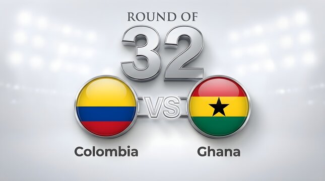 Round of 32 match between colombia and ghana national football teams
