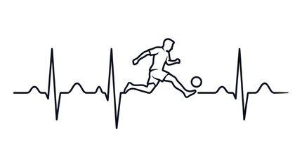 Obraz premium Running figure integrated with electrocardiogram line. Fitness, cardio heartbeat and active lifestyle vector illustration.